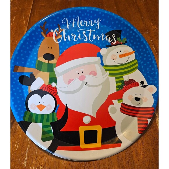 Merry Christmas Holiday Tray Platter Cookie Plate Dessert Serving Santa Decor - Picture 1 of 3